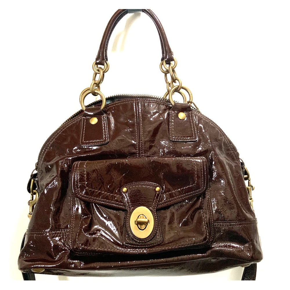 Coach brown patent leather handbag/crossbody